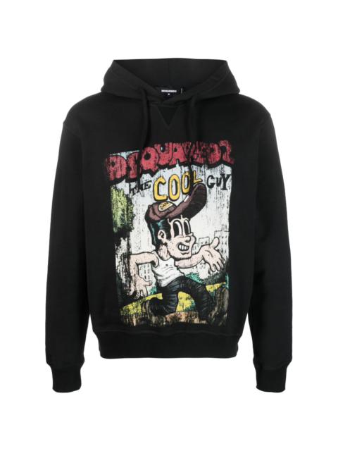 DSQUARED2 graffit-print cotton hoodie