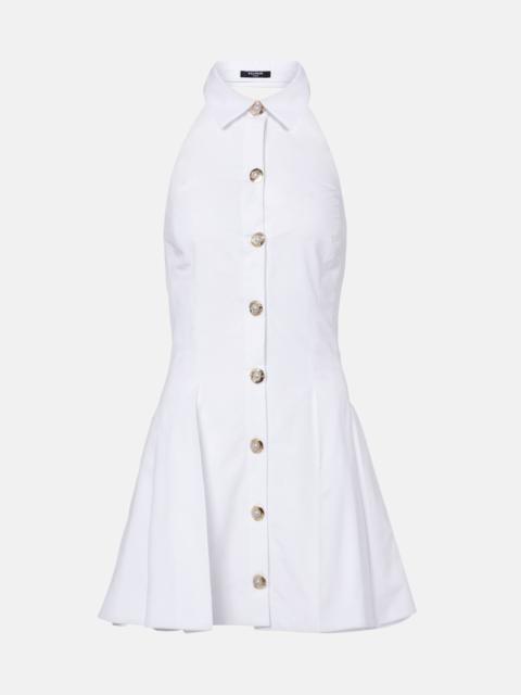 Balmain Halterneck cotton poplin minidress
