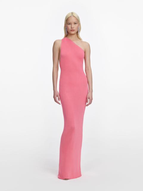 self-portrait Pink Viscose Knit One Shoulder Maxi Dress
