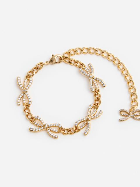 self-portrait Gold Crystal Bow Bracelet