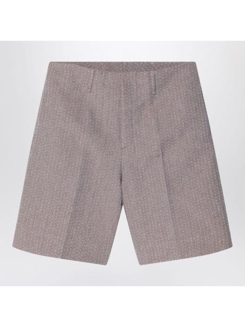 FENDI Fendi Beige Jacquard Bermuda Shorts With Topstitching Men