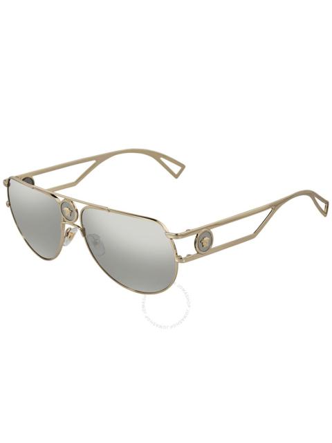 VERSACE Versace Light Grey Mirror Silver Pilot Men's Sunglasses VE2225 12526G 60