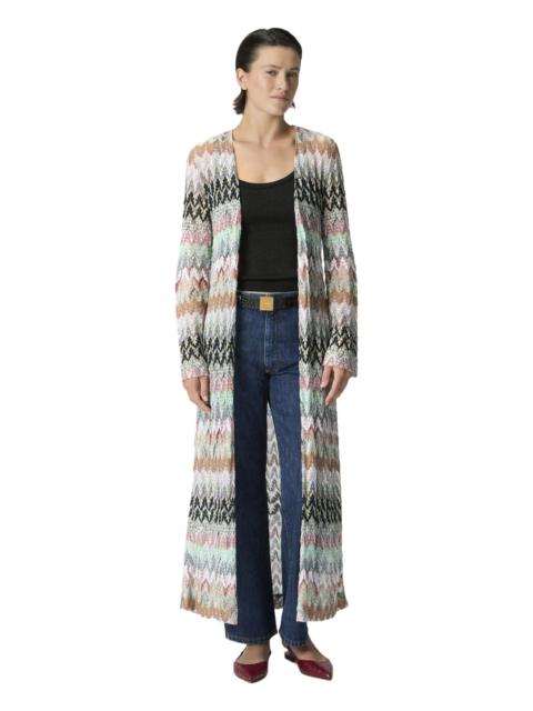 Missoni Missoni Cotton And Viscose Lamé Long Cardigan With Lace Motif in Green& Brown at Nordstrom