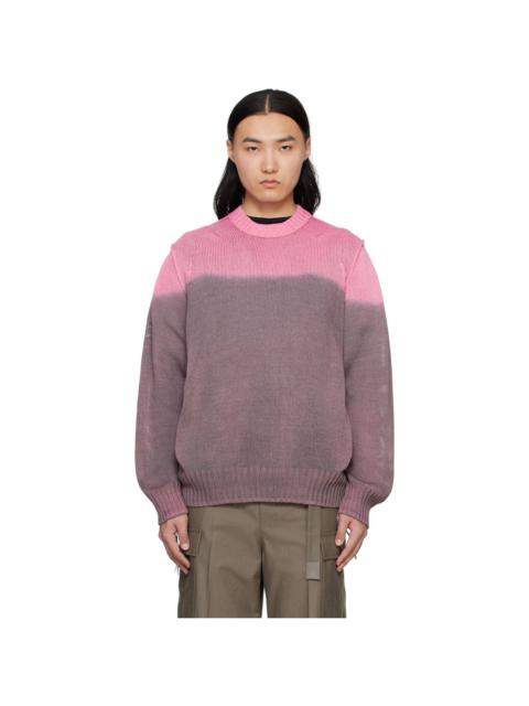 sacai Pink & Gray Garment Dye Knit Sweater