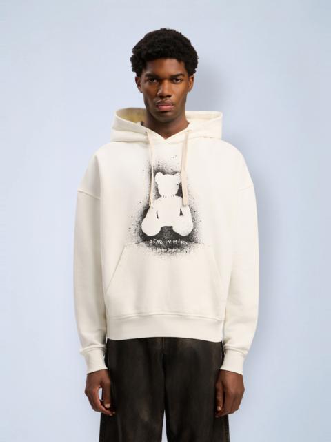 Palm Angels Spray Bear Loose Hooded Sweatshirt