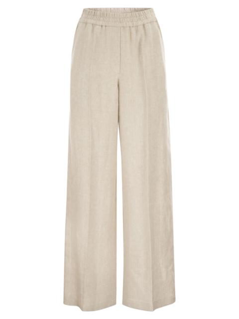 Brunello Cucinelli Brunello Cucinelli Women Loose Track Trousers In Chevron Linen And Cotton