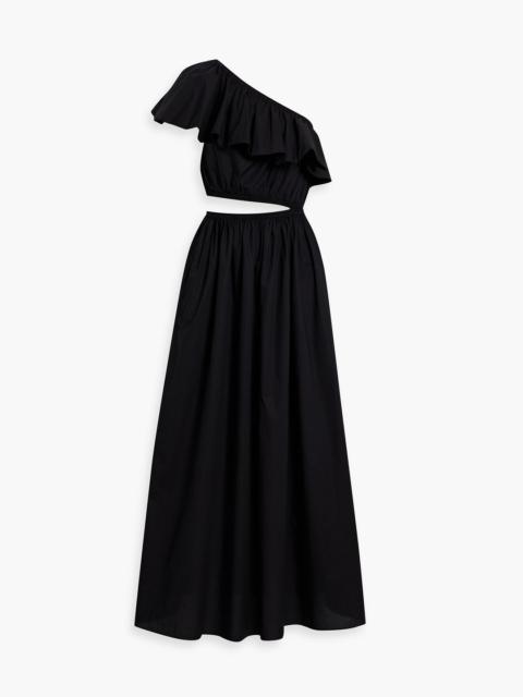 MATTEAU One-shoulder ruffled cotton-poplin maxi dress