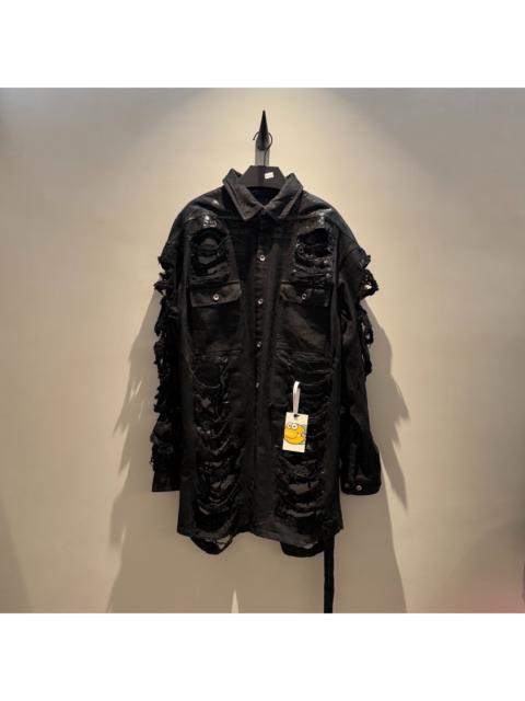 Rick Owens Rick Owens double-line waxed damaged jacket