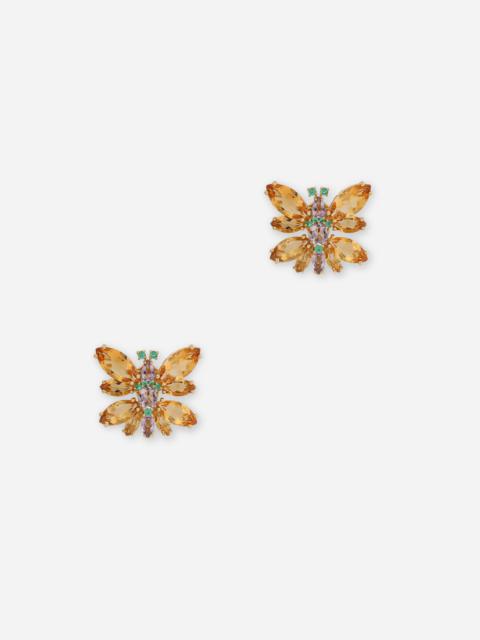 Dolce & Gabbana Spring earrings in yellow 18kt gold with citrine butterflies