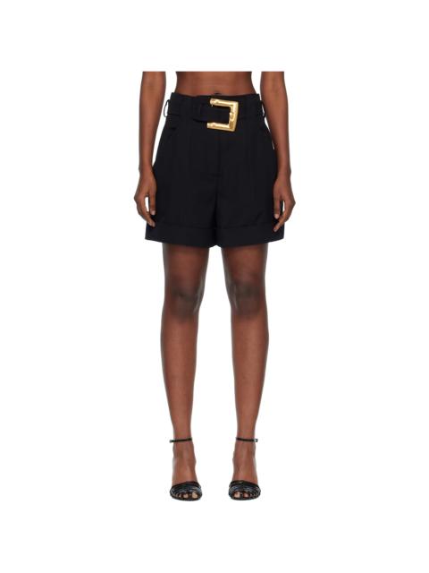 Balmain Black Grain De Poudre Belt Shorts