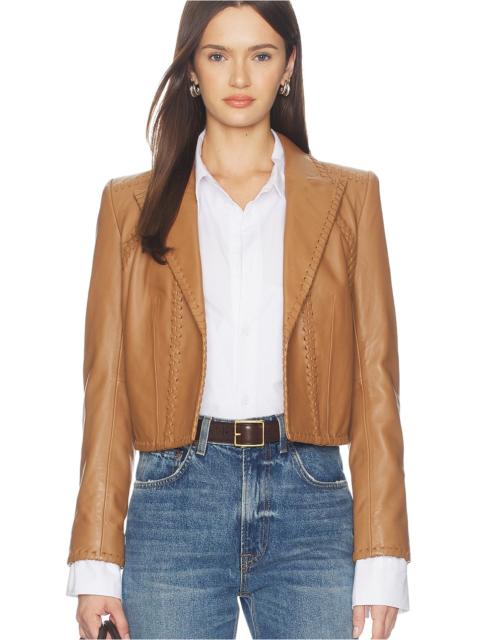 L'AGENCE Dulcie Leather Whipstitch Blazer