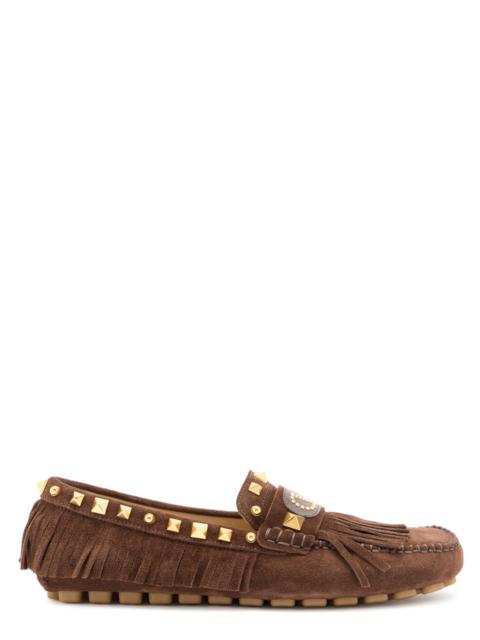 Valentino Valentino Fastaway Driver Fringed Suede Loafers