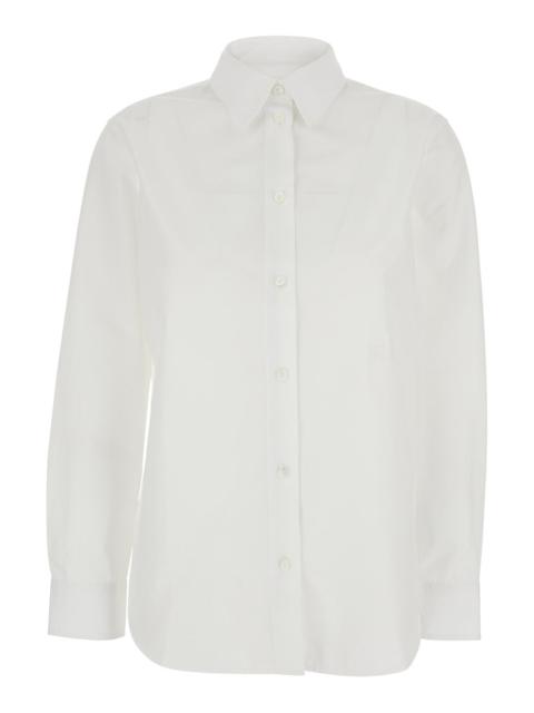 Burberry Burberry Women 'Ellora' White Shirt With Pointed Collar And Tone-On-Tone Embroidered Logo In Cotton 