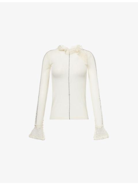 Isabel Marant Sarah Long-Sleeve Mesh-Knit Top