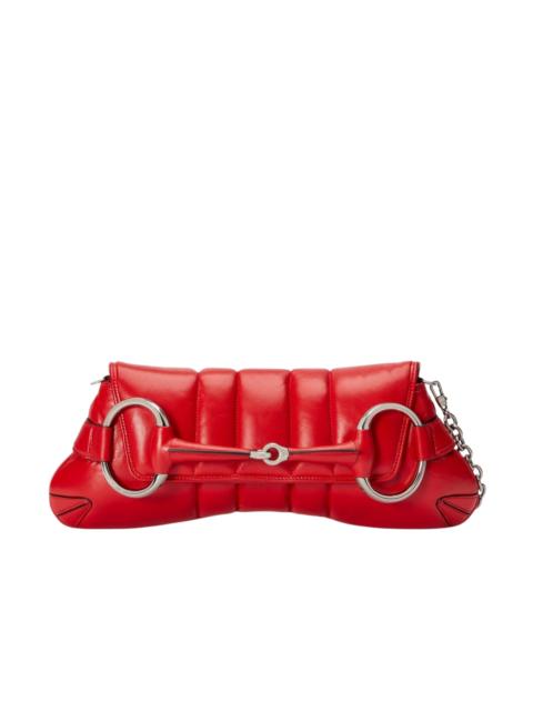 GUCCI Gucci Red Horsebit Chain Medium Shoulder Bag