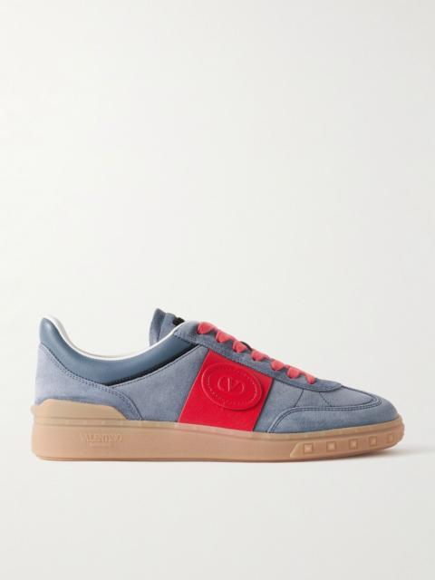 Valentino Upvillage Leather-Trimmed Suede Sneakers Gray