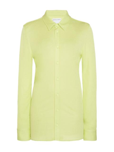 Bottega Veneta Collared Jersey Sable Shirt green
