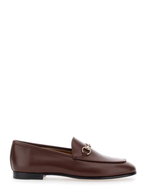 GUCCI Gucci Women Brown Loafers 'Jordan' With Horsebit Detail In Glossy Leather Women
