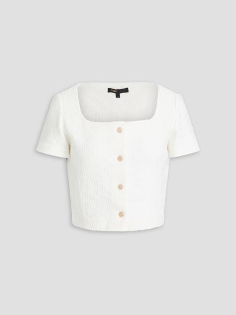 maje Cropped cotton-blend tweed top