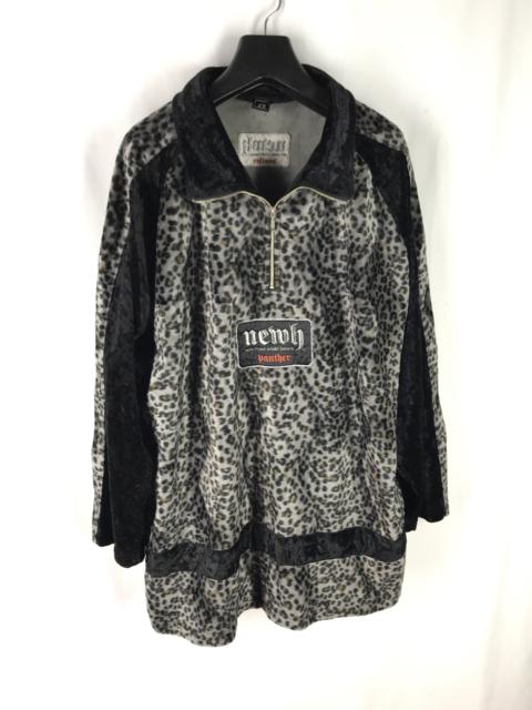 Other Designers Designer - NEMH PANTHER LEOPARD FAUX FUR FLEECE SWEATER