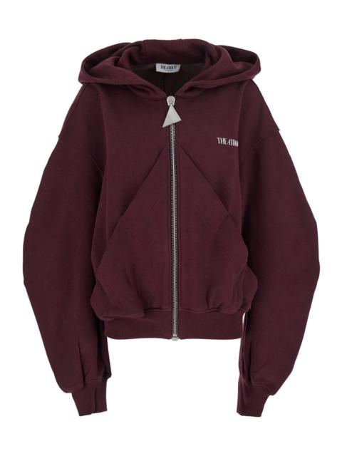 The Attico Women Bordeaux Cropped Sweatshirt With Fixed Hood And Logo Lettering On The Front In Cott