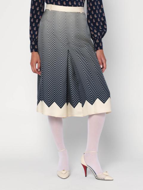 Valentino Blue/ivory silk skirt