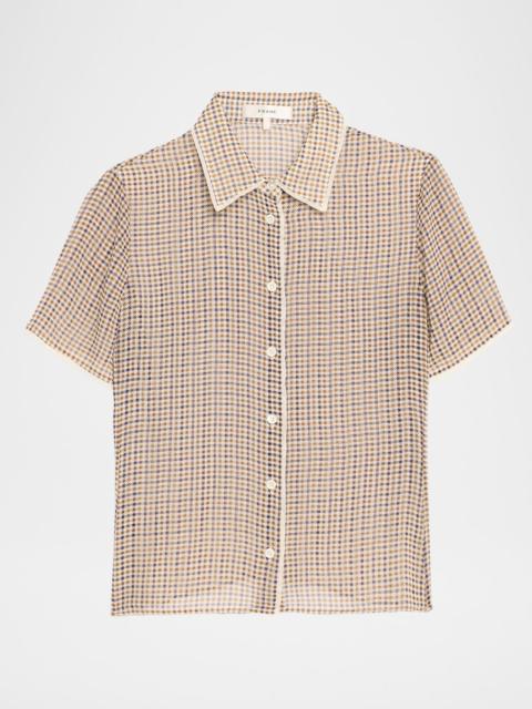 FRAME The Houndstooth Silk Blouse