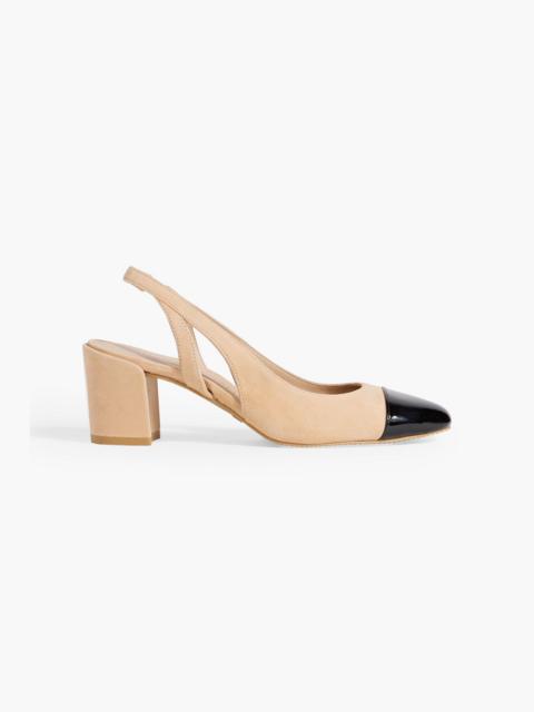 Stuart Weitzman Sleek 50 suede and patent-leather slingback pumps