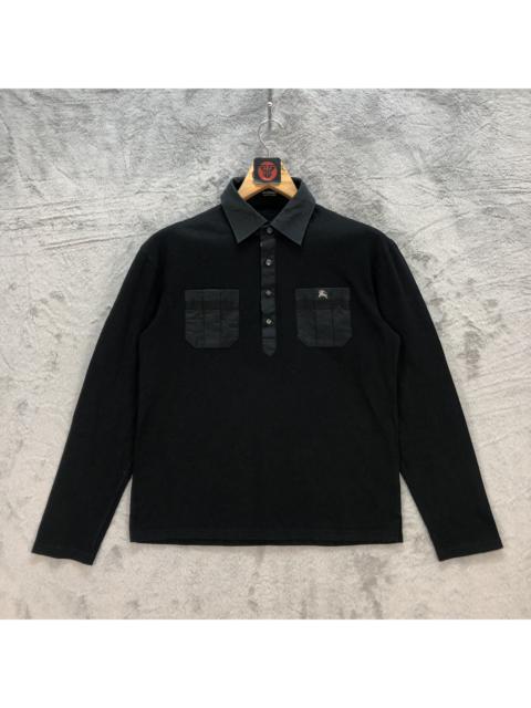 BURBERRY BLACK LABEL LONG SLEEVE CROPPED POLO SHIRT #6603-76