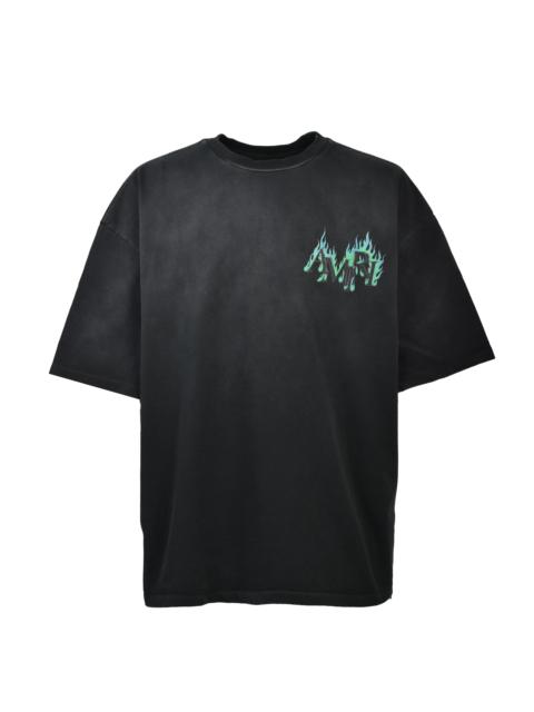AMIRI CRYSTAL AMIRI FLAMES OS TEE / BLK
