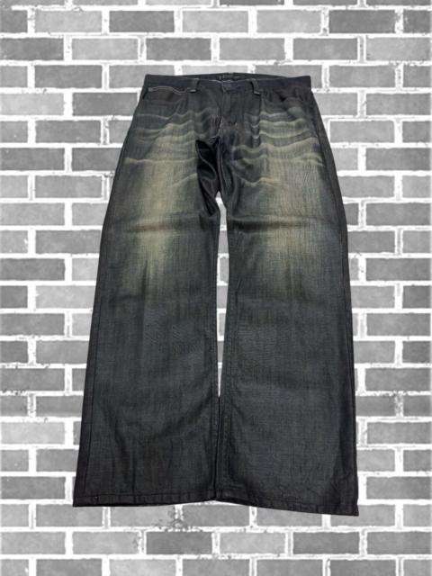 Hysteric Glamour Vintage Back Number Black Coated Waxed Claw Mark Jeans