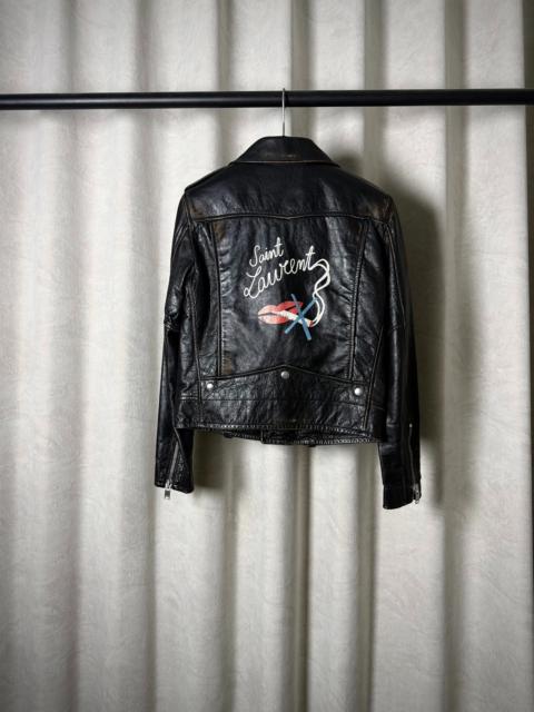 SAINT LAURENT Saint Laurent 17FW LO1 Distressed Oil Wax Leather Biker Jacket by Anthony Vaccarello