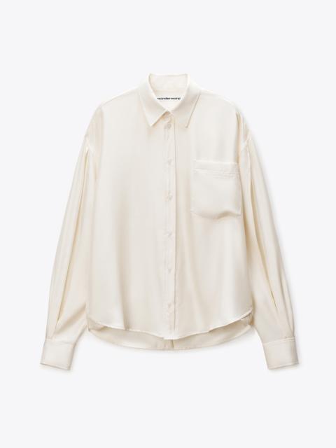 Alexander Wang Ivory Silk Slashed Sleeve Shirt