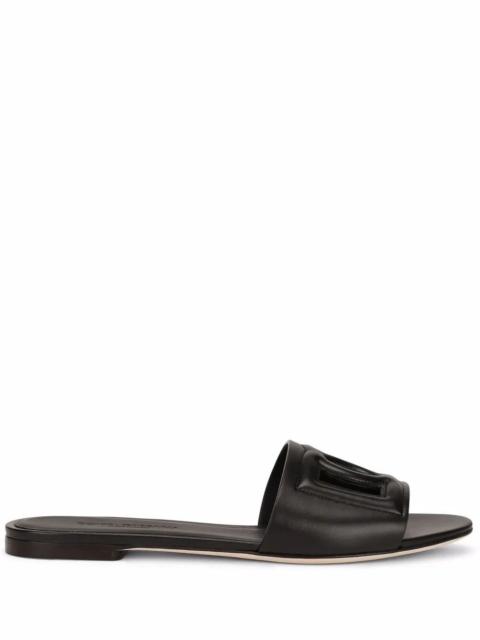 Dolce & Gabbana Dolce & Gabbana Women Dg Millennials Logo Leather Flat Slides