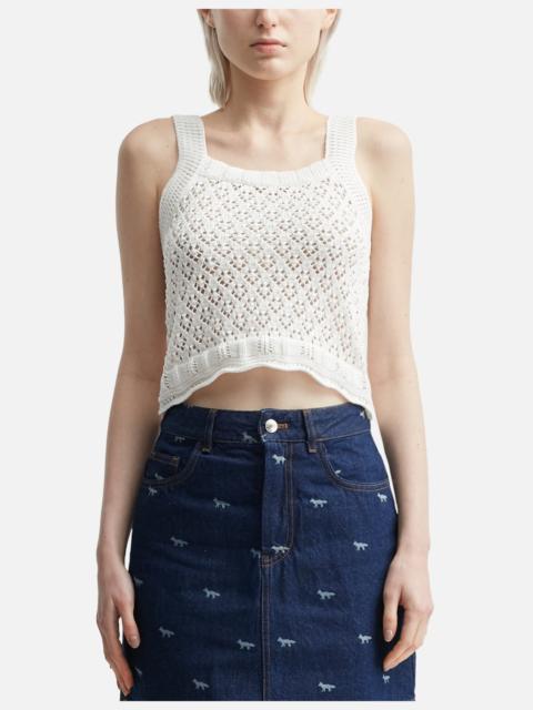 Maison Kitsuné LACE KNIT CROCHET CROP TOP