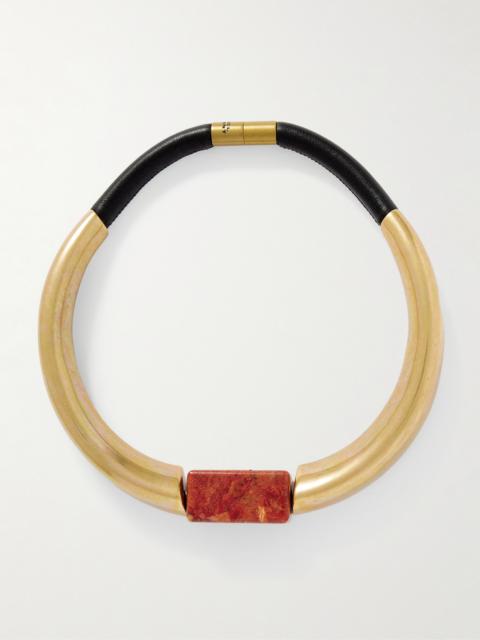 Isabel Marant Gold-tone, Leather And Resin Choker