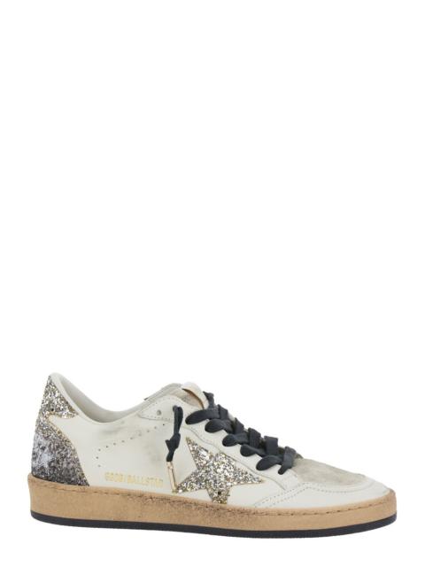 Golden Goose Golden Goose Women 'Ballstar' White Low Top Sneakers With Glittered Star Patch On The Side And Glitt