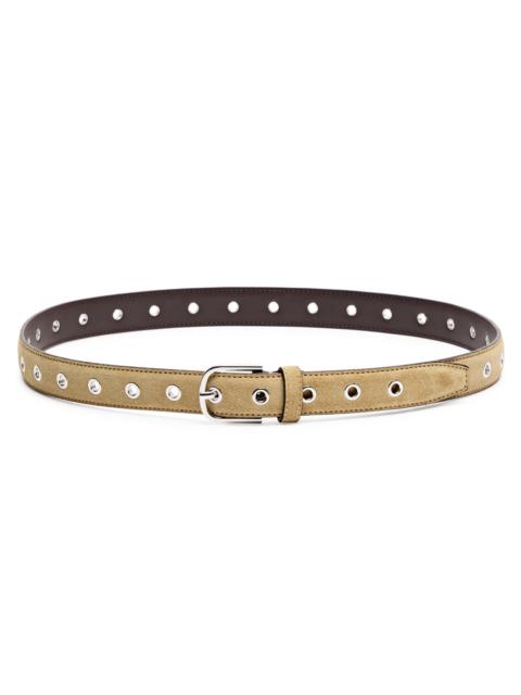 Eyelet-embellished suede belt