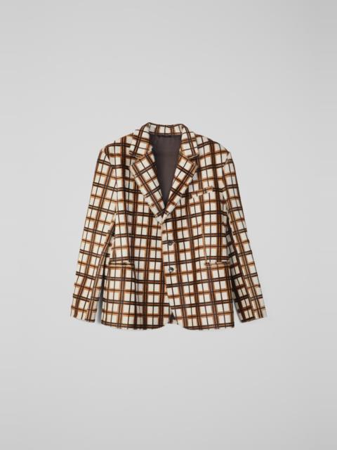 CAMPERLAB Cream-brown tartan hair-on-leather blazer