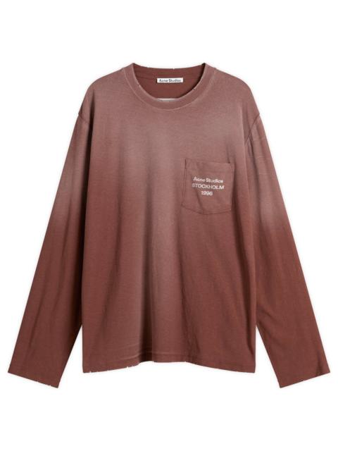 Acne Studios LONG SLEEVE CREWNECK T-SHIRT WITH LOGO CHEST POCKET (CHOCOLATE BROWN)