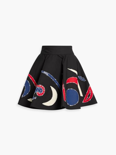 PUCCI Flared embroidered cotton-poplin mini skirt