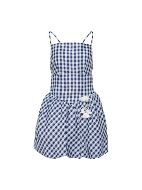 self-portrait Navy Gingham Taffeta Mini Dress