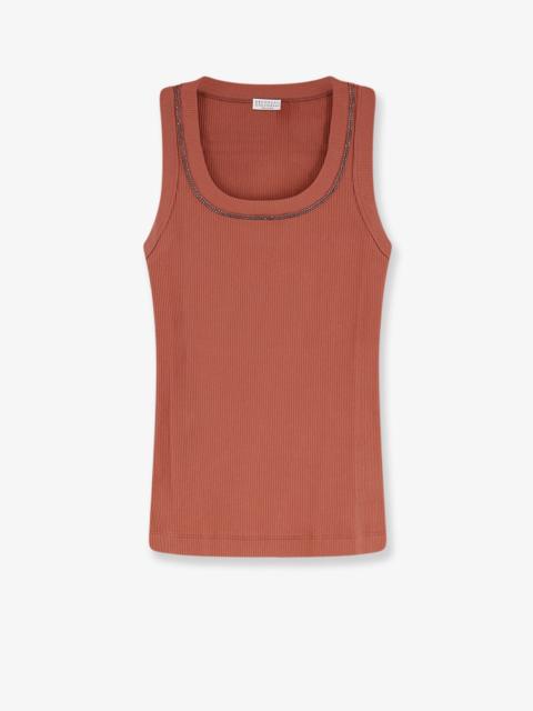Brunello Cucinelli Brunello Cucinelli Women Cotton Tank Top With Shiny Trim Profile