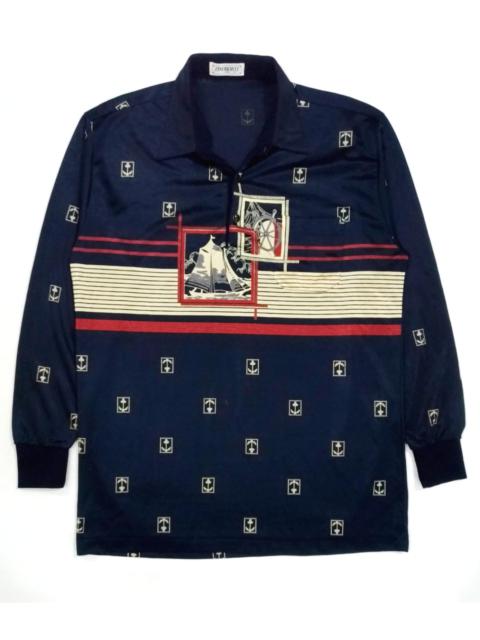 Other Designers Vintage - RARE! VTG ZINOBERCCI NAUTICAL THEME SILKY POLO SHIRT