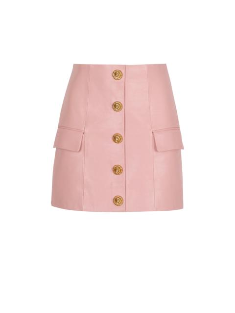 Balmain Short lambskin skirt with buttons