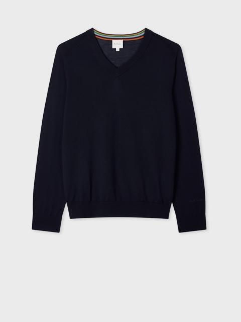 Paul Smith Navy Merino Wool V-Neck Sweater