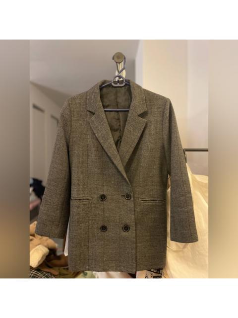 Other Designers Vintage Double Breasted Plaid Blazer Jacket in Gray