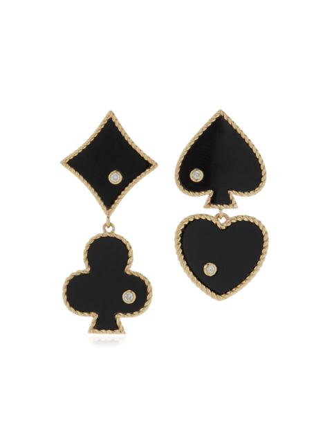 Yvonne Léon 9k Yellow Gold Casino Drop Earrings black