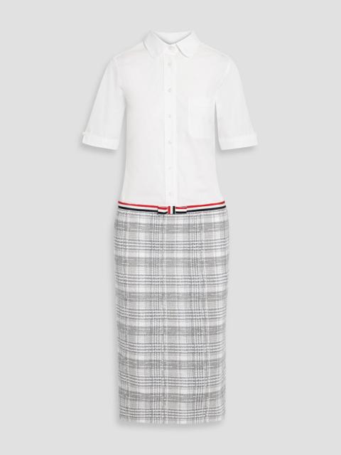 Thom Browne Checked tweed and poplin midi shirt dress