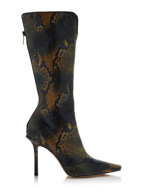 JIMMY CHOO 2000 Python-Effect Leather Knee Boots animal